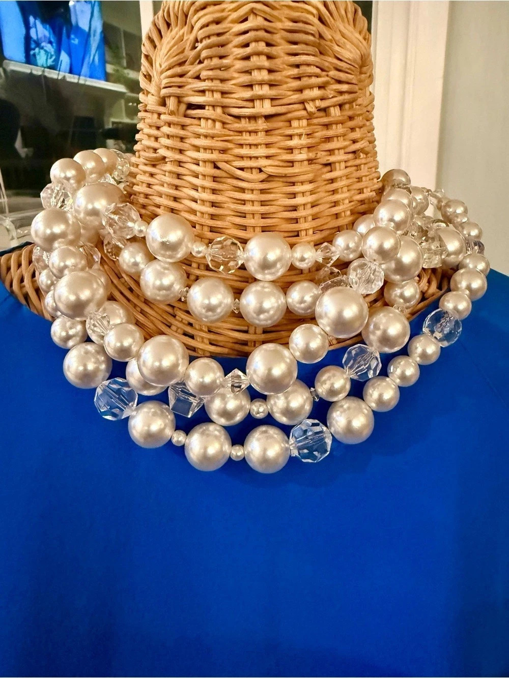 Talbots Multi Strand Pearl Crystal Statement Necklace Gift Box